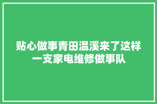 贴心做事青田温溪来了这样一支家电维修做事队
