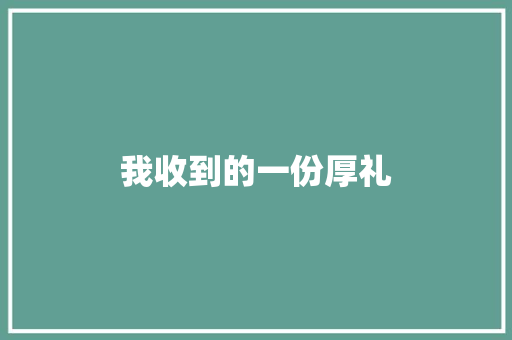 我收到的一份厚礼