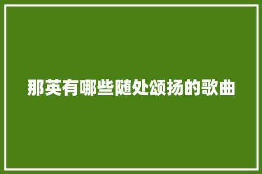那英有哪些随处颂扬的歌曲