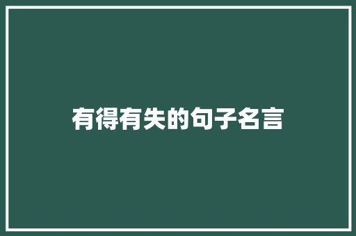 有得有失的句子名言