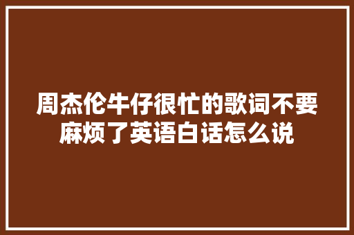 周杰伦牛仔很忙的歌词不要麻烦了英语白话怎么说
