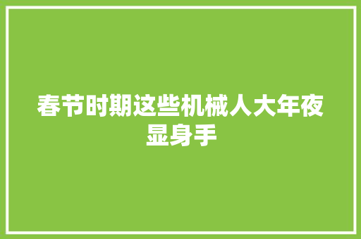 春节时期这些机械人大年夜显身手