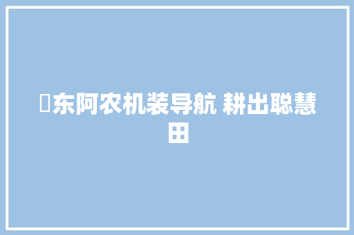 ​东阿农机装导航 耕出聪慧田