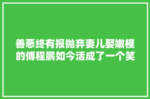 善恶终有报抛弃妻儿娶嫩模的傅程鹏如今活成了一个笑话