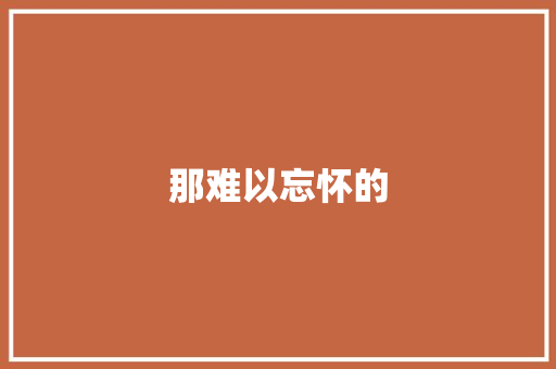 那难以忘怀的
