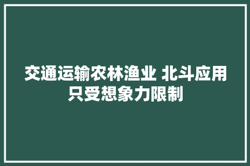 交通运输农林渔业 北斗应用只受想象力限制