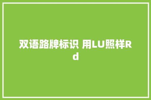 双语路牌标识 用LU照样Rd