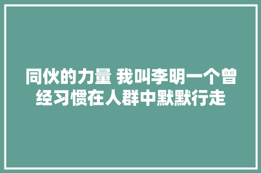 同伙的力量 我叫李明一个曾经习惯在人群中默默行走