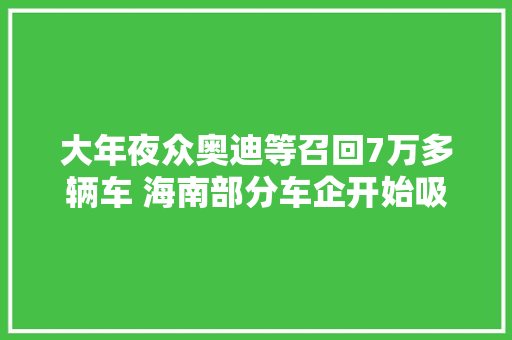 大年夜众奥迪等召回7万多辆车 海南部分车企开始吸收维修预约
