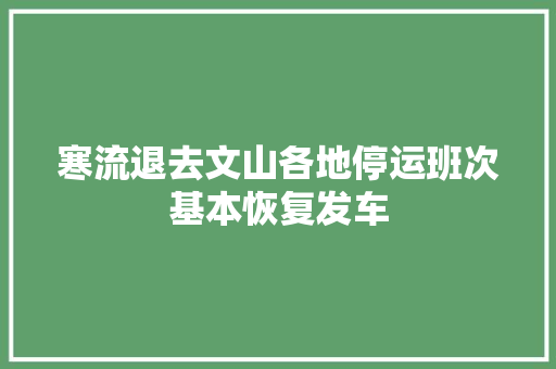 寒流退去文山各地停运班次基本恢复发车