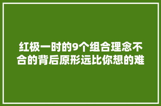 红极一时的9个组合理念不合的背后原形远比你想的难以置信