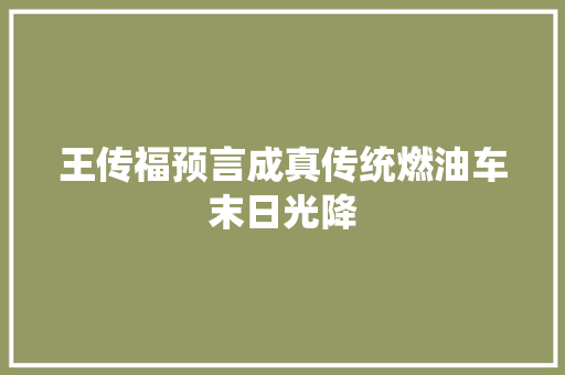 王传福预言成真传统燃油车末日光降