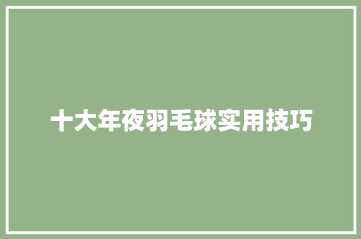 十大年夜羽毛球实用技巧