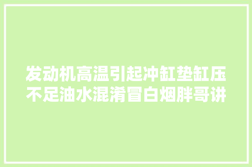 发动机高温引起冲缸垫缸压不足油水混淆冒白烟胖哥讲解