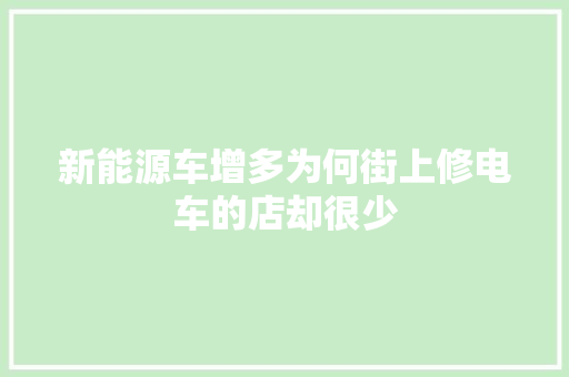 新能源车增多为何街上修电车的店却很少