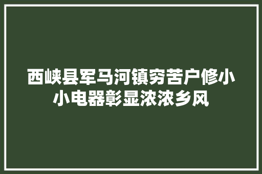 西峡县军马河镇穷苦户修小小电器彰显浓浓乡风
