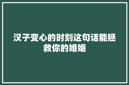 汉子变心的时刻这句话能拯救你的婚姻