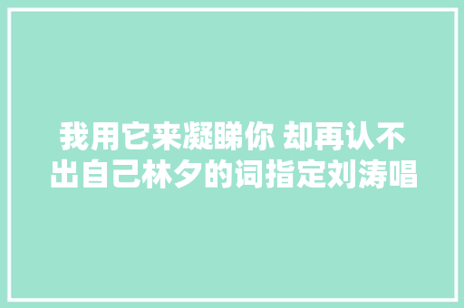 我用它来凝睇你 却再认不出自己林夕的词指定刘涛唱胭脂