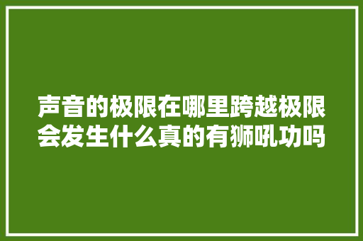 声音的极限在哪里跨越极限会发生什么真的有狮吼功吗