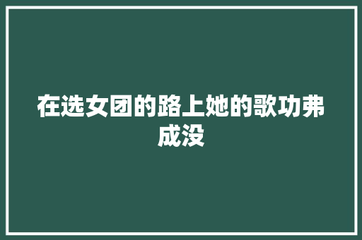 在选女团的路上她的歌功弗成没