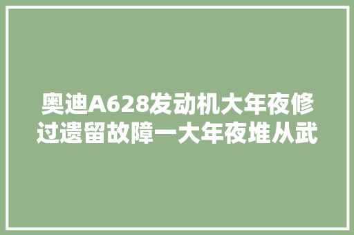奥迪A628发动机大年夜修过遗留故障一大年夜堆从武汉跑永康来擦屁股