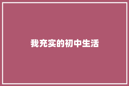 我充实的初中生活
