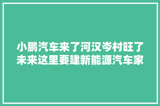 小鹏汽车来了河汉岑村旺了未来这里要建新能源汽车家当园 汽车知识