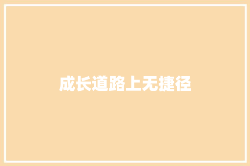 成长道路上无捷径