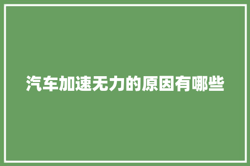 汽车加速无力的原因有哪些