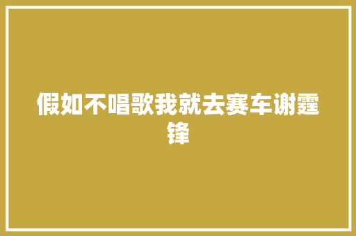 假如不唱歌我就去赛车谢霆锋