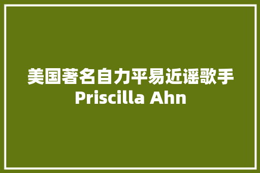 美国著名自力平易近谣歌手Priscilla Ahn