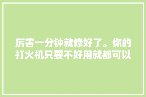 厉害一分钟就修好了。你的打火机只要不好用就都可以用这法