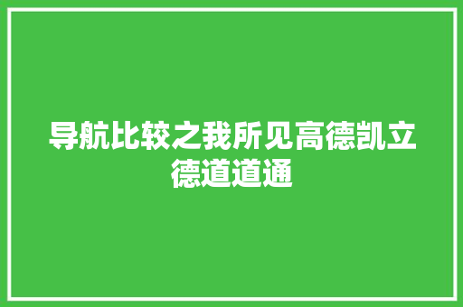 导航比较之我所见高德凯立德道道通