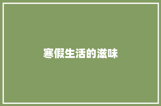 寒假生活的滋味