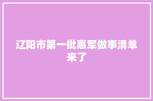 辽阳市第一批惠军做事清单来了