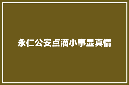 永仁公安点滴小事显真情