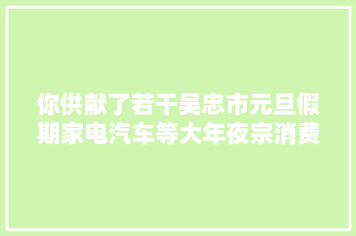 你供献了若干吴忠市元旦假期家电汽车等大年夜宗消费市场活力实足