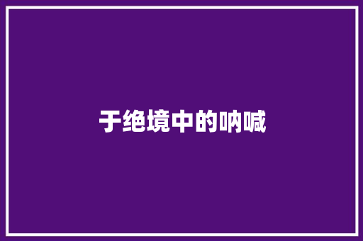 于绝境中的呐喊