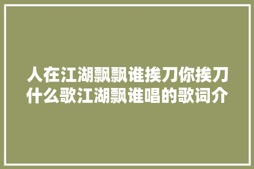 人在江湖飘飘谁挨刀你挨刀什么歌江湖飘谁唱的歌词介绍