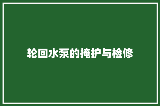 轮回水泵的掩护与检修 汽车知识
