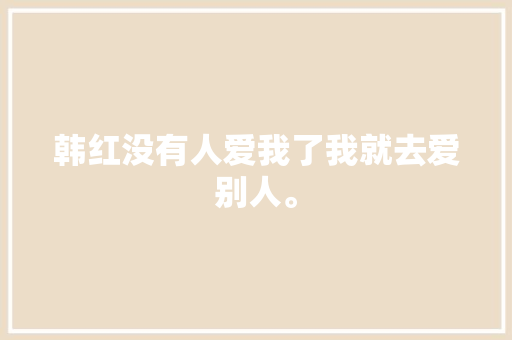 韩红没有人爱我了我就去爱别人。