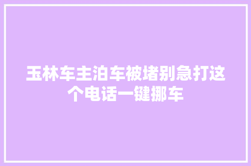 玉林车主泊车被堵别急打这个电话一键挪车
