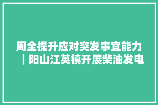 周全提升应对突发事宜能力｜阳山江英镇开展柴油发电机安装应用演示及应急无人机运用培训