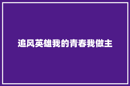 追风英雄我的青春我做主