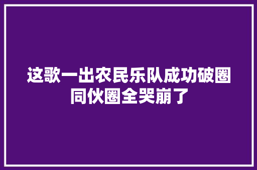 这歌一出农民乐队成功破圈同伙圈全哭崩了