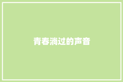 青春淌过的声音