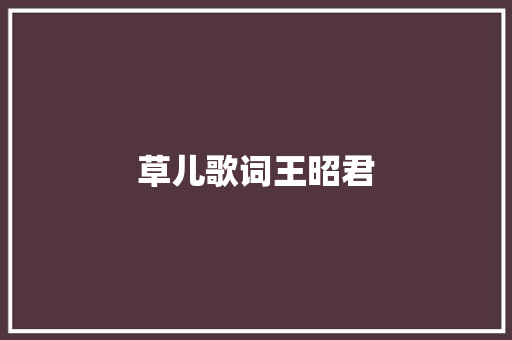 草儿歌词王昭君
