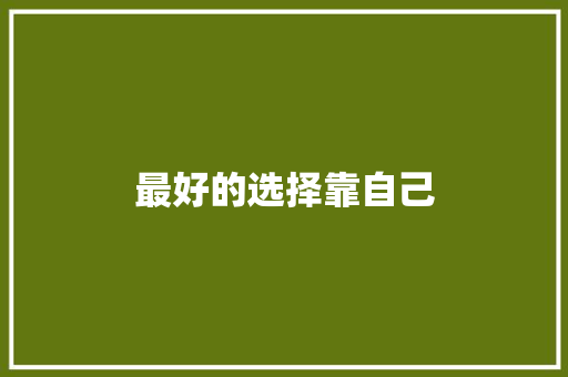 最好的选择靠自己