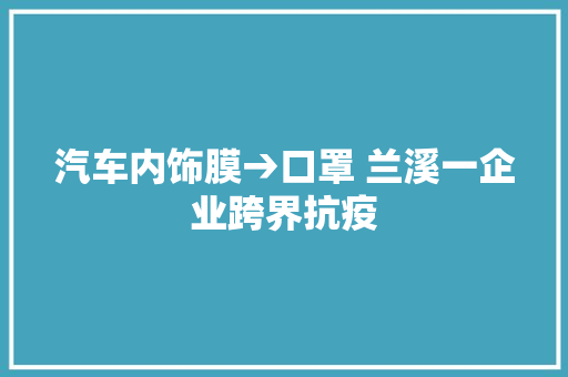 汽车内饰膜→口罩 兰溪一企业跨界抗疫