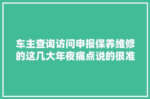 车主查询访问申报保养维修的这几大年夜痛点说的很准